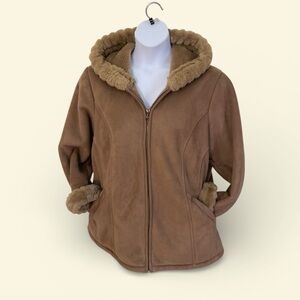Braetan Faux Suede and Faux Fur Winter Coat with Plush Hood